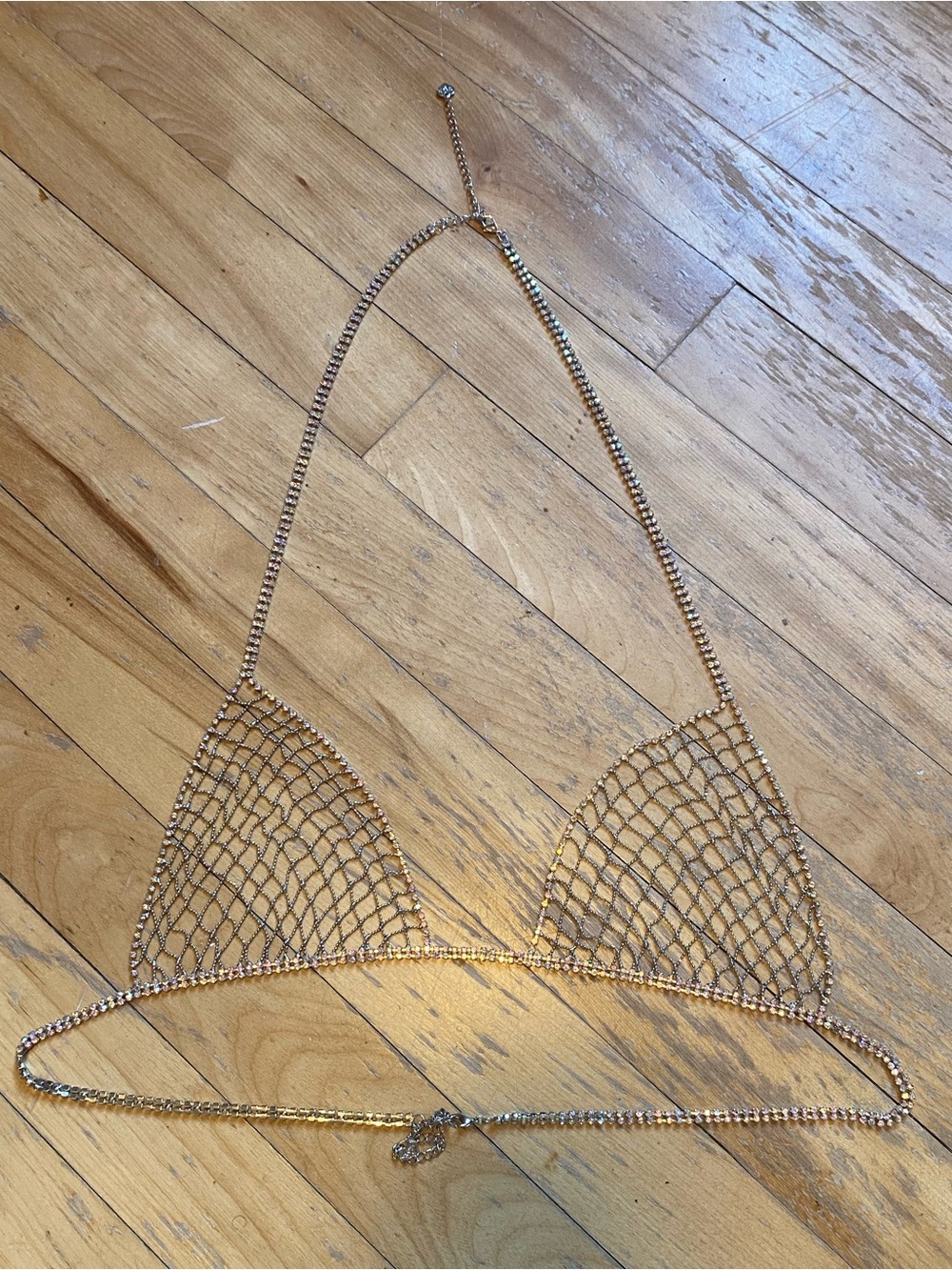 Silver Metal Rhinestone Mesh Triangle Bralette Top Sequins Carnaval Festival